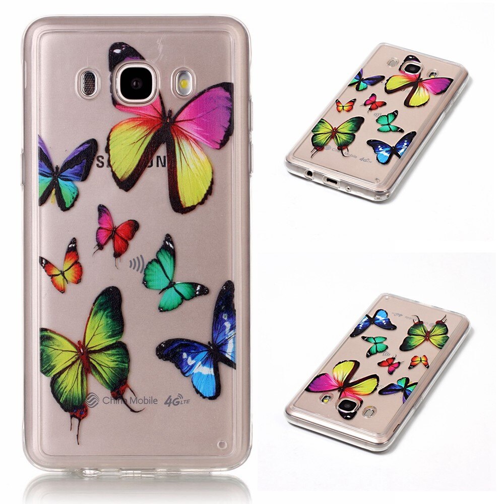 Carcasa Samsung Galaxy J5 2016, Silicon Transparent, Imprimeu Colorful Butterflies