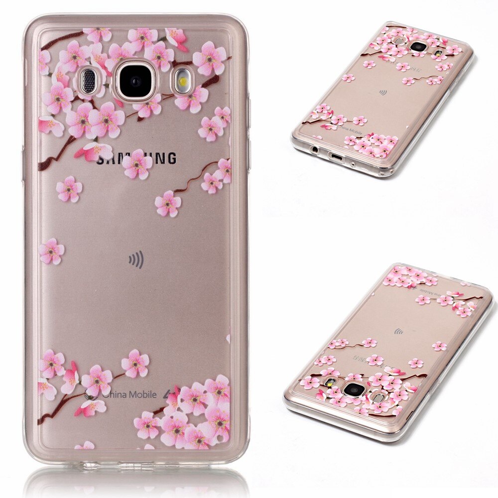 Carcasa Samsung Galaxy J5 2016, Silicon Transparent, Imprimeu Plum Blossom