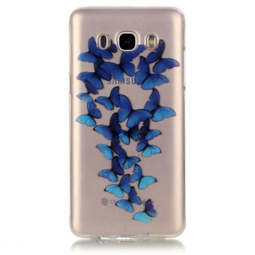 Carcasa Samsung Galaxy J5 2016, Silicon Transparent, Imprimeu Blue Butterflies