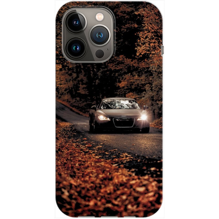 Husa compatibila cu Apple iPhone 14 Pro model Audi in Autumn road, Silicon, TPU, Viceversa