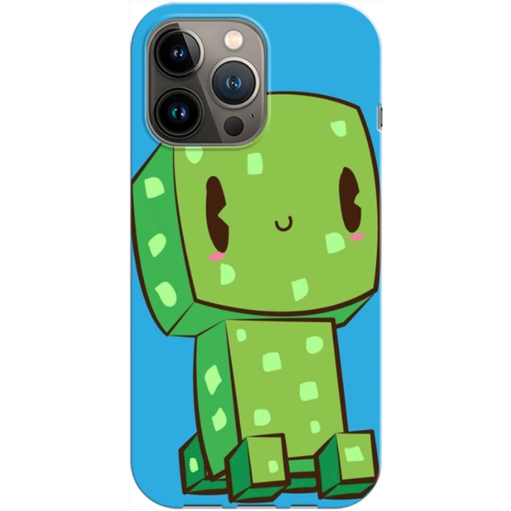 Husa compatibila cu Apple iPhone 14 Pro model Cute Creeper, Silicon, TPU, Viceversa