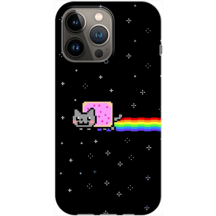 Husa compatibila cu Apple iPhone 14 Pro Max model Nyan Cat, Silicon, TPU, Viceversa