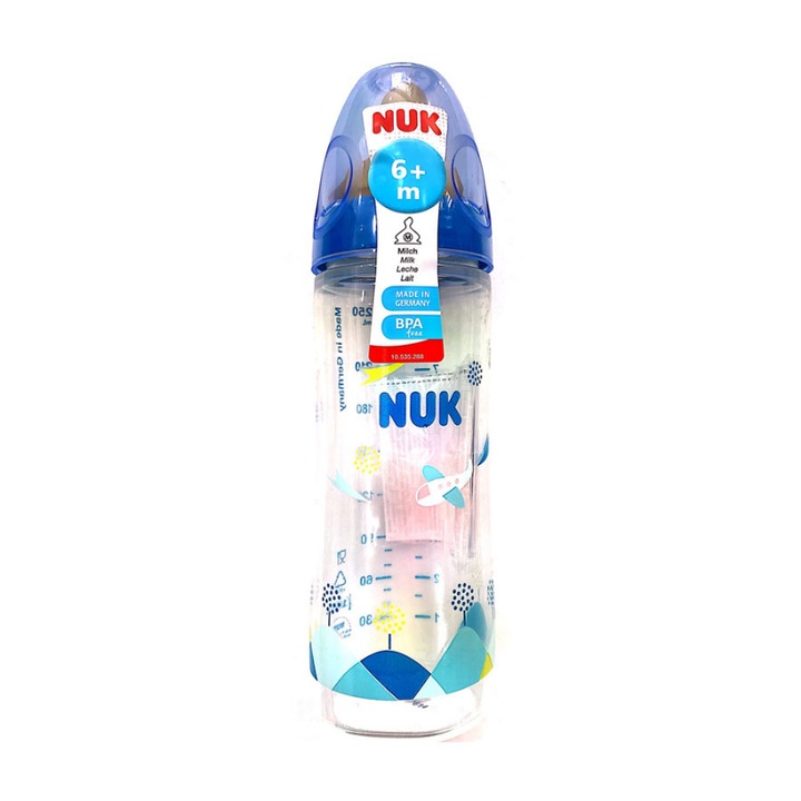 Biberon, Nuk, Polipropilena, 6-18 luni, 250 ml, Albastru