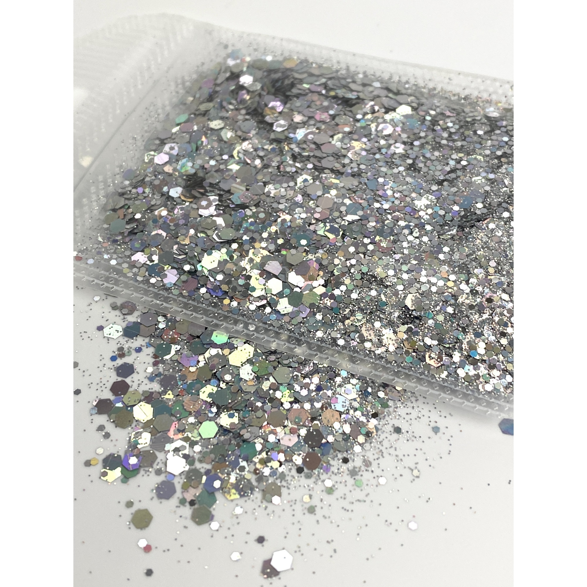 Pigment Chunky Glitter Silver pentru Wax Melts, Rasina Epoxidica, Machiaj, Lac de unghii