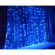 Коледни лампички тип перде с ресни за открити пространства IP44, 5 mx 0,7 m, 143 LED диода, 8 светлинни игри, Син, Взаимно свързване, Бял силиконов кабел, 3 m удължител включен, Ресни
