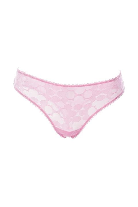 Chiloti din tul si microfibra cu clin de bumbac, model brazilian, Intimamoda Glossy Daisy 7147, Roz