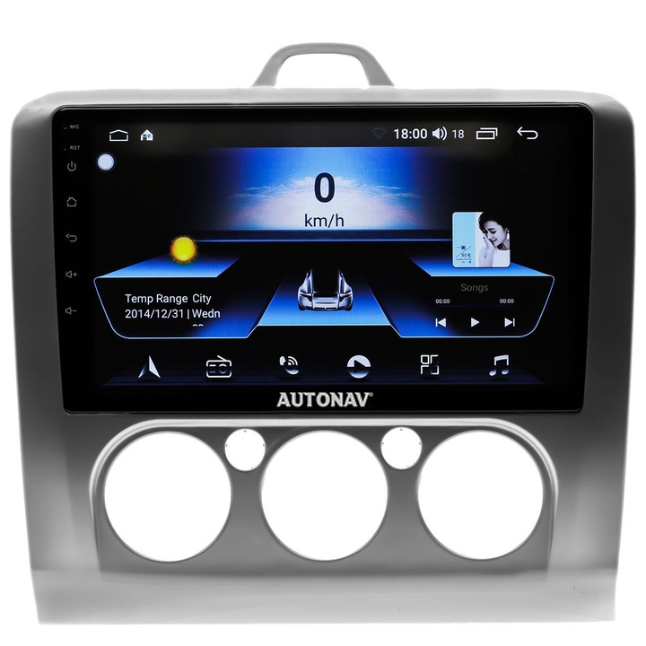 Navigatie AUTONAV Android GPS Dedicata Ford Focus 2 A/C Manual, Model Classic, Memorie 64GB Stocare, 2GB RAM, Display 9" Full-Touch, WiFi, 2 x USB, Bluetooth, Quad-Core 4 * 1.8GHz, 4 * 50W Audio