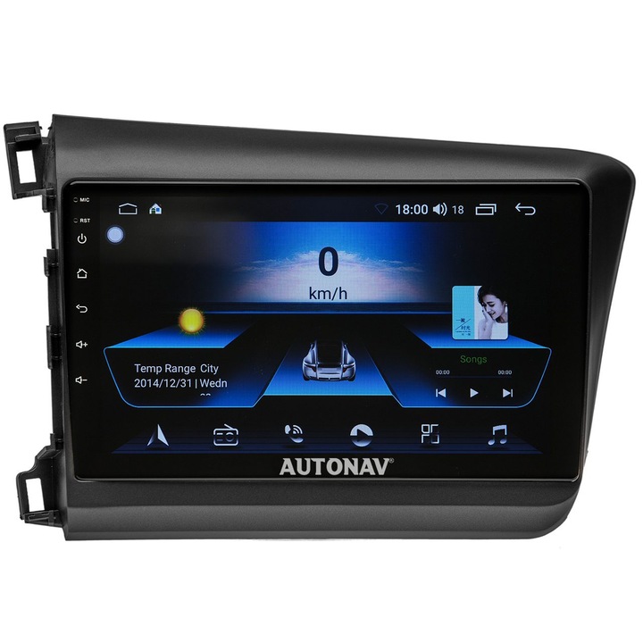Navigatie AUTONAV Android GPS Dedicata Honda Civic 2011-2016, Model Classic, Memorie 64GB Stocare, 2GB RAM, Display 9" Full-Touch, WiFi, 2 x USB, Bluetooth, Quad-Core 4 * 1.8GHz, 4 * 50W Audio
