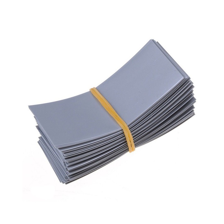 Set 50 bucati tub termocontractabile pentru baterii 20700, 21700, Gri
