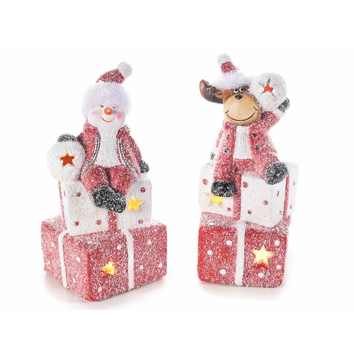 2 db karácsonyi figura készlet LED-del 8x9x18,5 cm