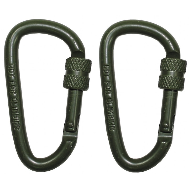 Karabiner menettel, 6 x 6 cm, 2 db-os zöld MFH készlet