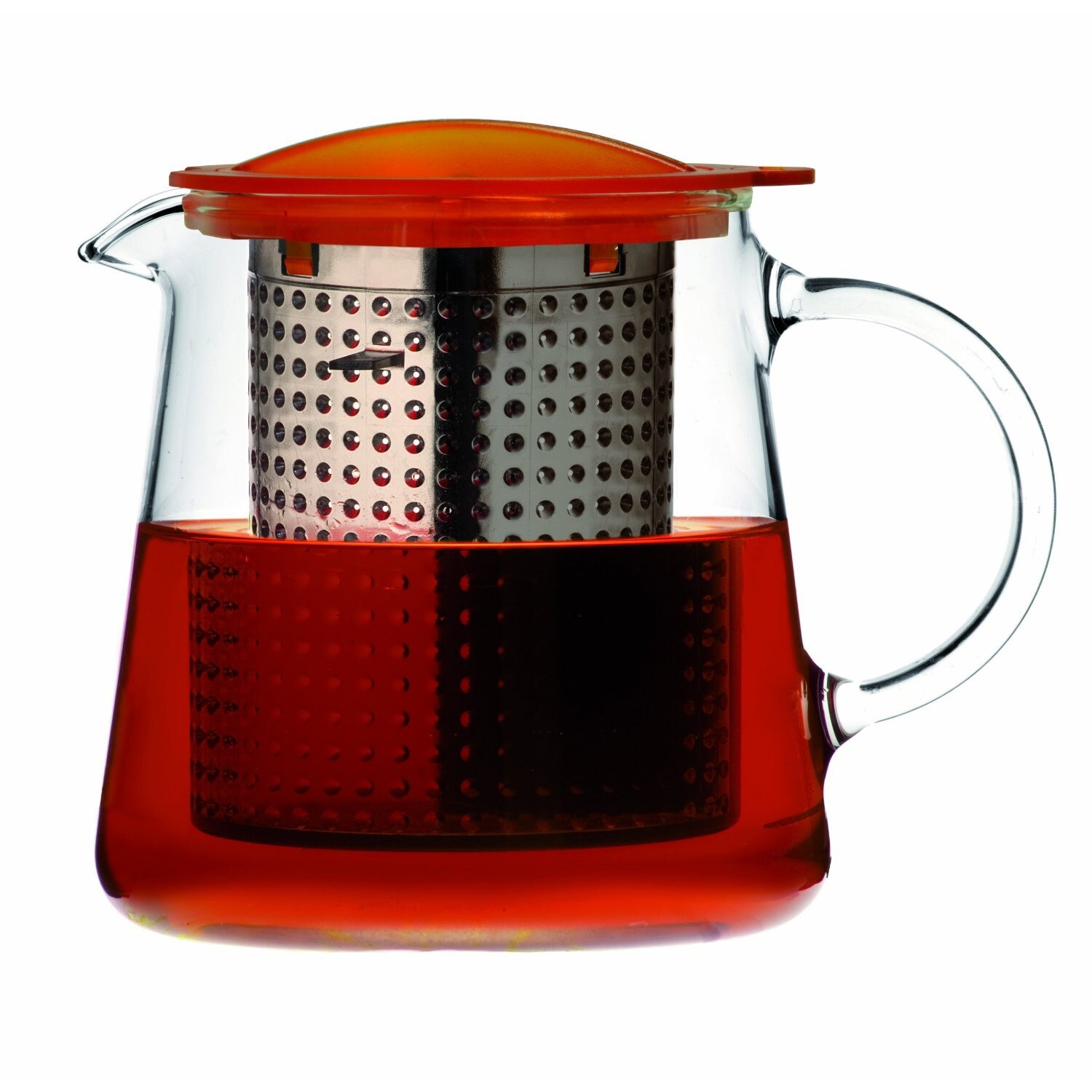 Ceainic Tea Controller, Livada cu ceai, sticla, transparent/rosu, 0.4 l