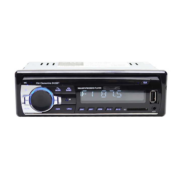 Radio MP3 player auto PNI Clementine 8428BT, 4x45w, 1 DIN cu SD, USB, AUX, RCA, Bluetooth