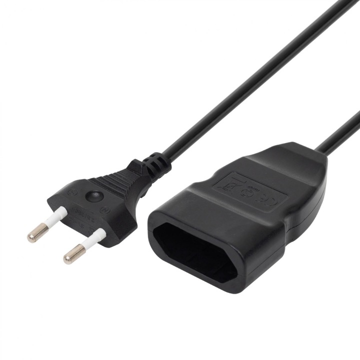 Prelungitor cu doua fire, EURO 5m negru
