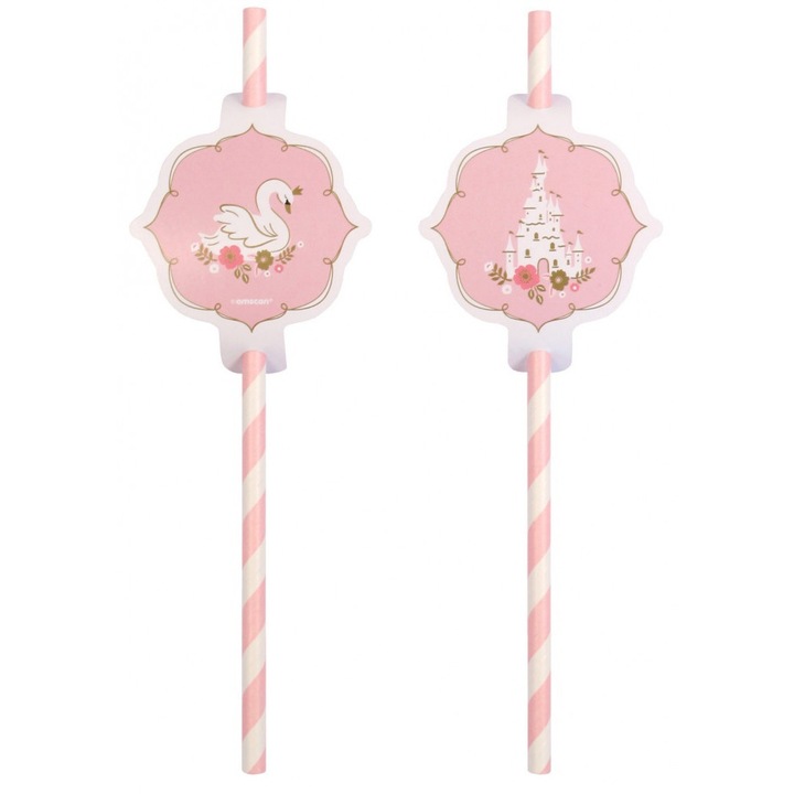 Хартиени сламки принцеса, комплект от 8 бр