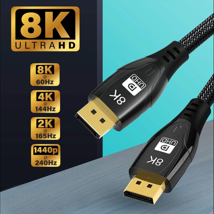 Кабел 5M DisplayPort мъжки, 1.4 DP, Display Port, 8K, 4K, 120Hz, HDR