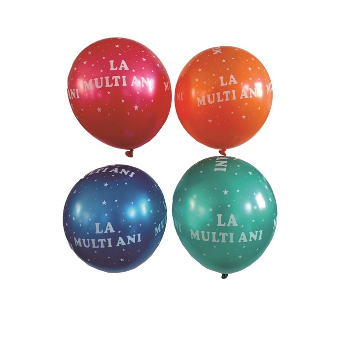 Комплект 20 латексови балона с надпис Happy Birthday смесени 30см