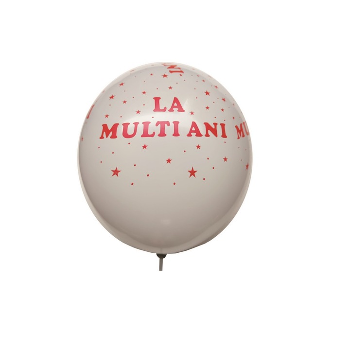 Set 20 Baloane latex cu inscriptia La multi ani, Alb, 30 cm