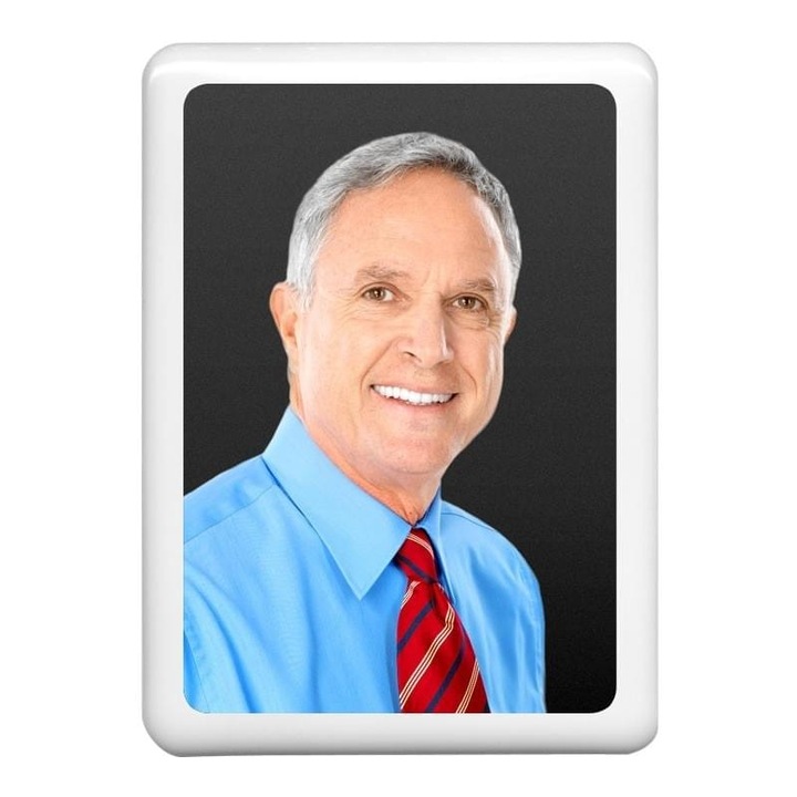 Fotoceramica funerara, Fotoporcelana, Dreptunghi, Cu bordura, 7x10 cm, Alb