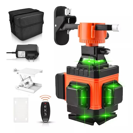 Nivela laser G5201A, GOXAWEE, 16 Linii, 30m, 360°, Precizie ± 1 mm/8m, IP54, 2400mAh, Negru/Portocaliu