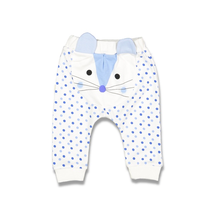 Pantaloni Motat Soricel, Bumbac, Albastru, Albastru