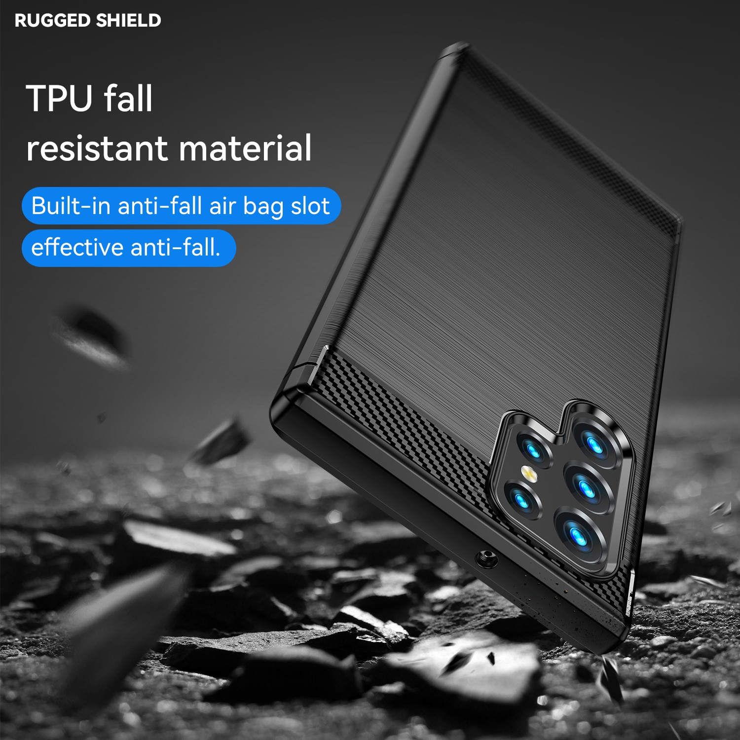 Husa telefon, pentru Samsung Galaxy S22 Ultra, De inalta calitate subtire si usoara periata confortabila TPU Soft Feel, Carbon Fiber Negru