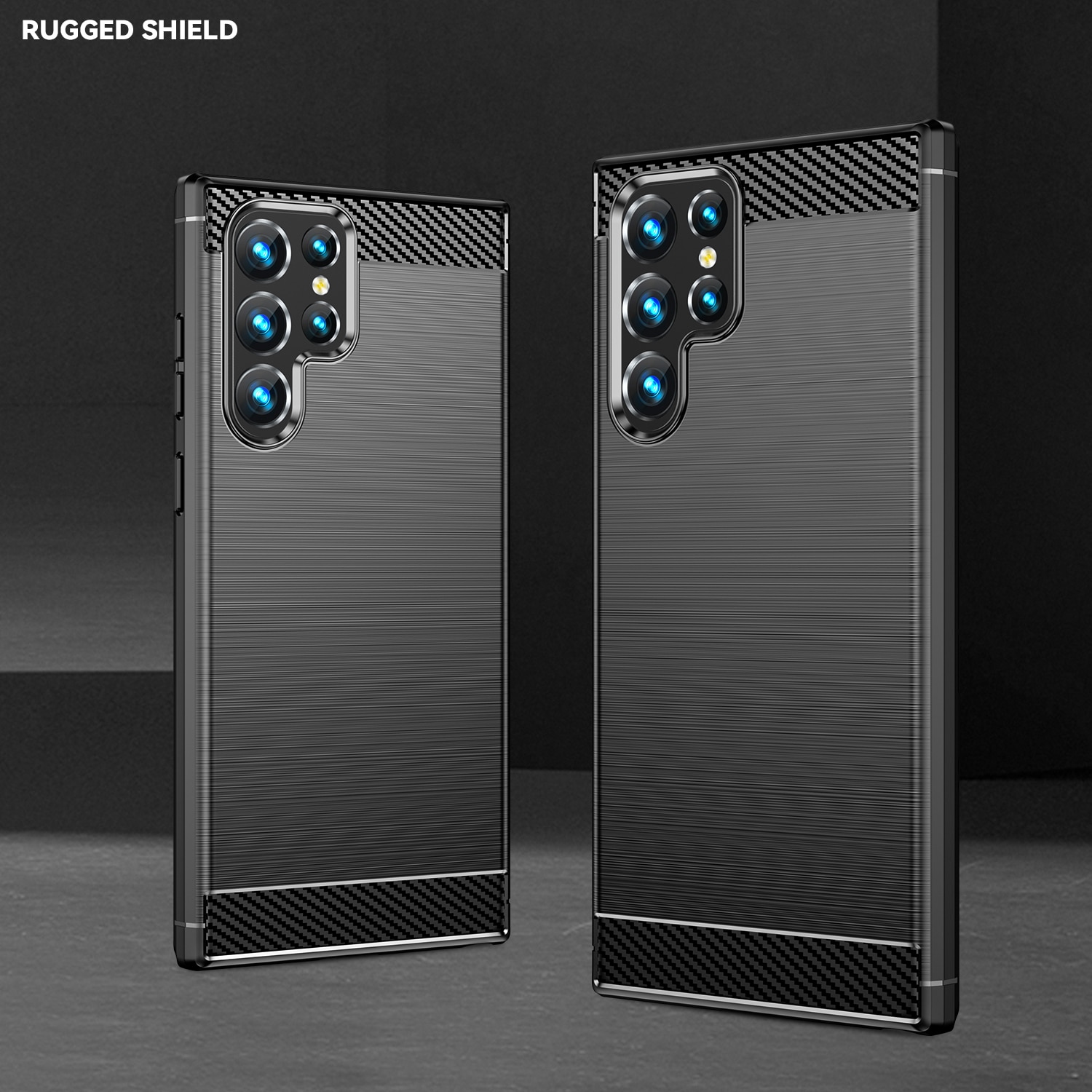 Husa telefon, pentru Samsung Galaxy S22 Ultra, De inalta calitate subtire si usoara periata confortabila TPU Soft Feel, Carbon Fiber Negru
