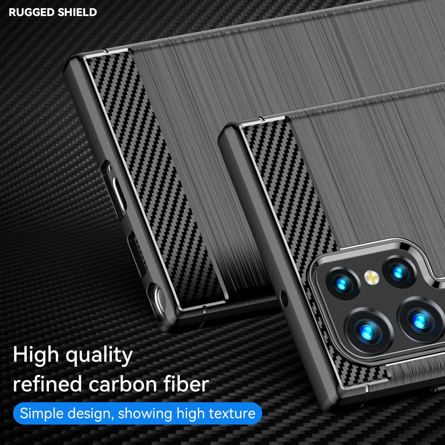 Husa telefon, pentru Samsung Galaxy S22 Ultra, De inalta calitate subtire si usoara periata confortabila TPU Soft Feel, Carbon Fiber Negru