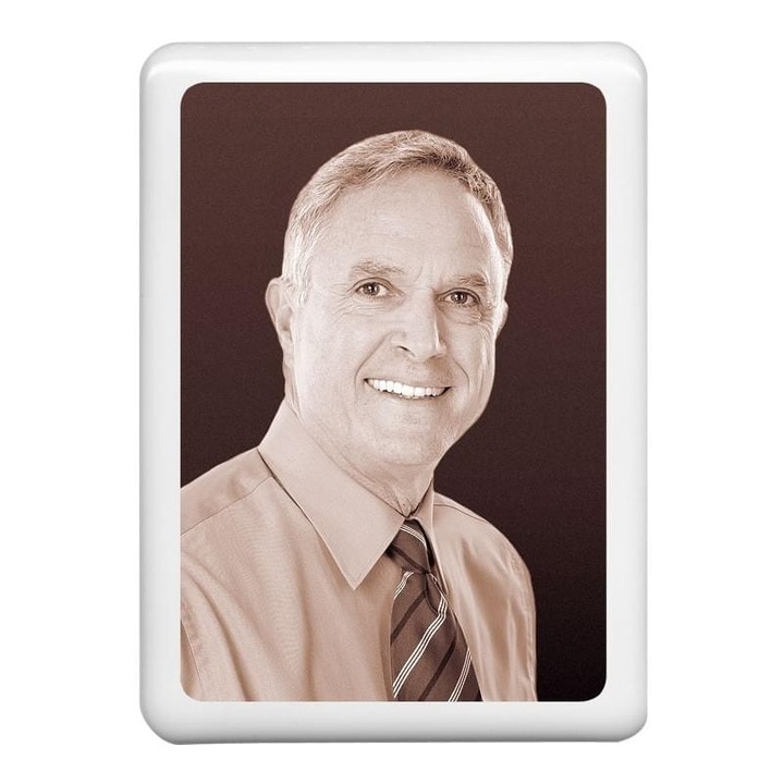 Fotoceramica funerara, Fotoporcelana, Dreptunghi, Cu bordura, 7x10 cm, Alb