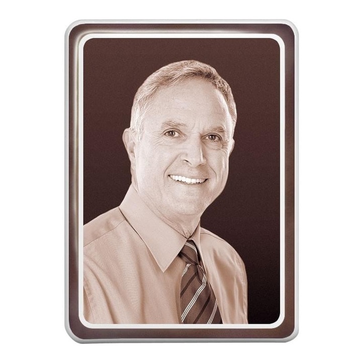 Fotoceramica funerara, Fotoporcelana, Dreptunghi, Cu bordura, 7x9 cm, Alb