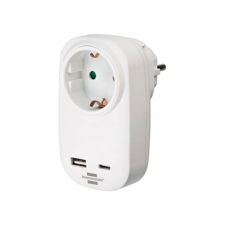 Priza Schuko cu incarcator rapid 1xUSB Type C+1xUSB Type A