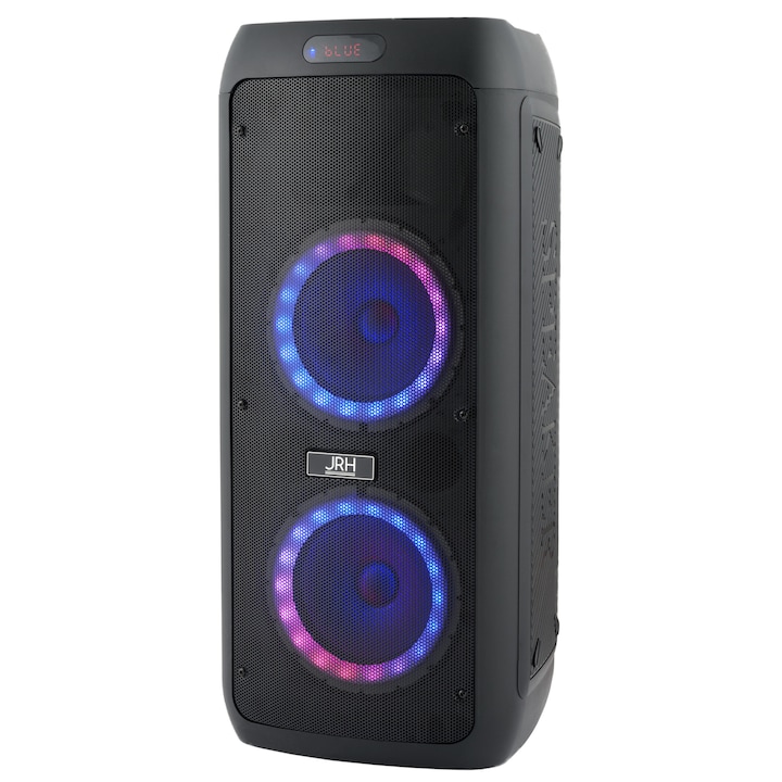 JRH A2808 Hordozható hangszóró, 800W, RGB, vezeték nélküli mikrofon, távirányító, AUX, USB
