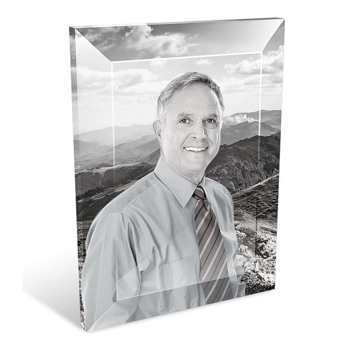 Cristal tesit pentru imagine piatra funerara, Fotoporcelana, Alb-Negru, 9x12 cm