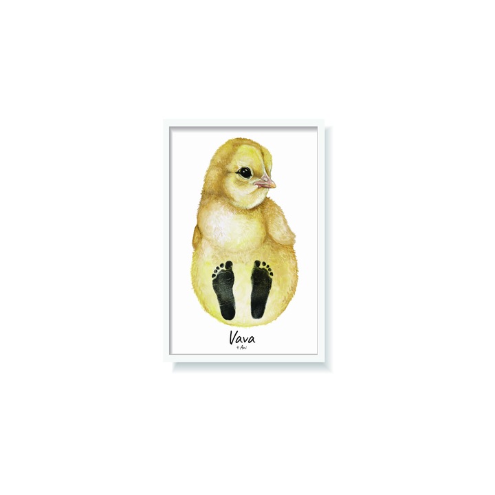 Персонализиран комплект за рисуване с животно за деца, 2 бр Puisor Yellow, с отпечатъци, 30x40 см