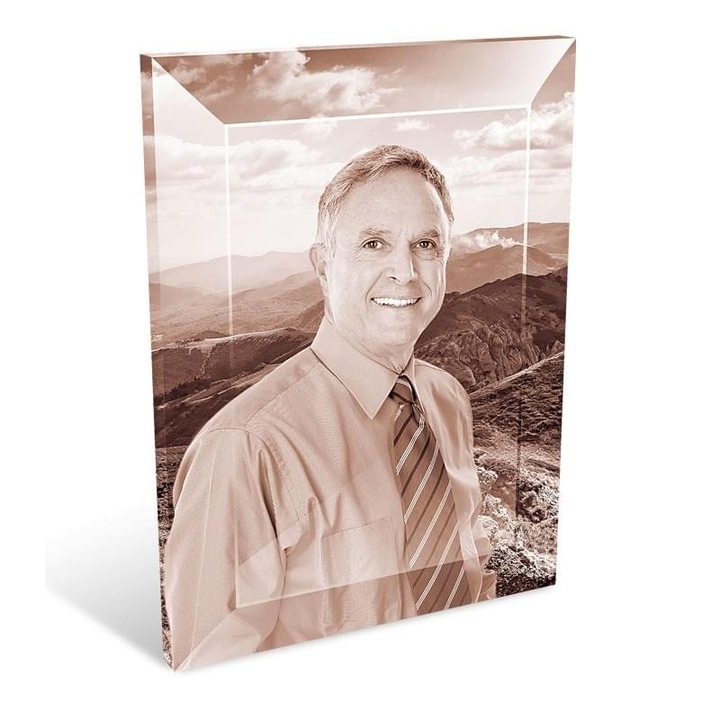 Cristal tesit pentru imagine piatra funerara, Fotoporcelana, Sepia, 20x25 cm