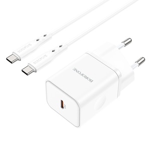 Set Incarcator USB-C 20W Fast Charger si Cablu USB-C (PD/QC/AFC/FCP) Quick Charge, Compatibil cu Samsung Galaxy Note, Huawei - Alb