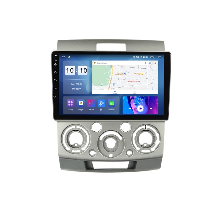 Navigációs Mazda BT50 és Ford Ranger 2006-2012, 8 GB RAM és 128 GB ROM, 5G Sim Slot, nyolcmagos processzor, integrált Carplay, DSP digitális hangprocesszor, Android, alkalmazások, USB, Wi-Fi, Bluetooth