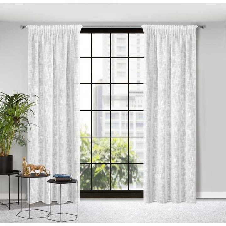 Perdea Pregata Liren Pe Banda 140X270 Cm Alba