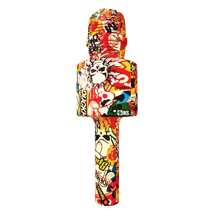 SIKS LY100 Karaoke mikrofon, Vezeték nélküli, M3, Gyerekeknek, Grafitti Modell, 100 Hz, iOS, Android, Tablet, PC, Bluetooth, USB