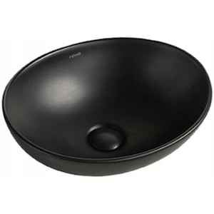 Lavoar pe blat chuvieta baie Rebiko oval, ceramic, design modern si elegant, negru, 41.5 x 33 x 15 cm