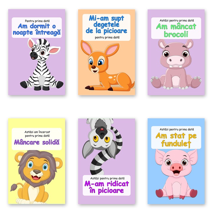 Set 50 cartonase pentru nou-nascut "Primul meu anisor", 10X6, Baby Milestone, multicolor