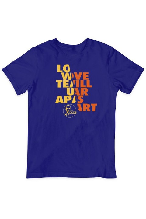 Tricou unisex, Love Will Tear Us Apart, Bumbac, Albastru/Galben/Portocaliu