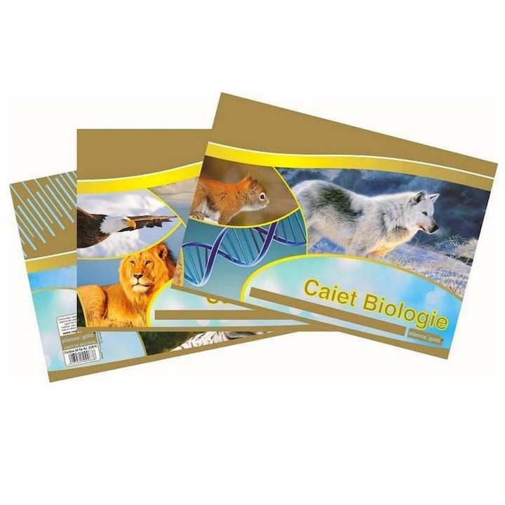 Set 3 caiete Biologie, 24 file, hartie 80g/mp, Silence Gold