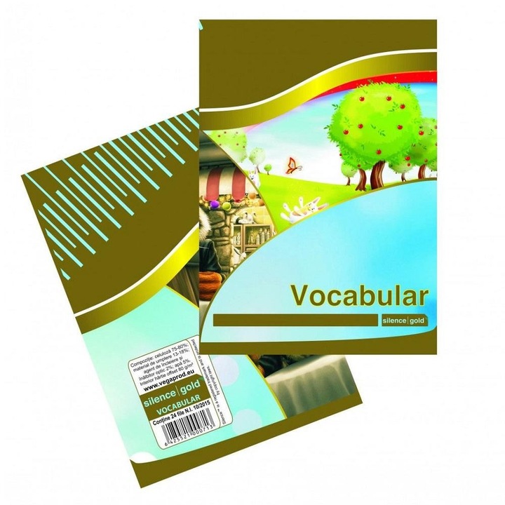 Set 2 caiete Vocabular, 24 file, hartie 80g/mp, Silence Gold