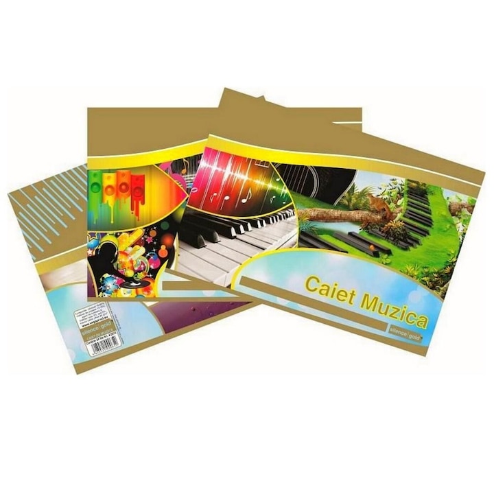 Set 3 caiete Muzica, 24 file, hartie 80g/mp, Silence Gold