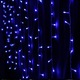 Коледни лампички тип перде с ресни за открити пространства IP44, 5 mx 0,7 m, 143 LED диода, 8 светлинни игри, Син, Взаимно свързване, Бял силиконов кабел, 3 m удължител включен, Ресни