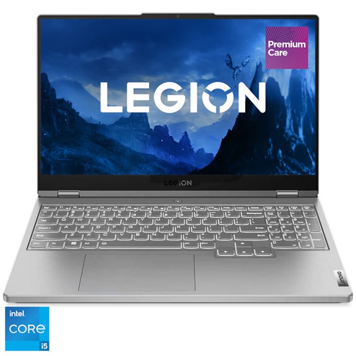 Laptop Gaming Lenovo Legion 5 15IAH7H cu procesor Intel® Core™ i5-12500H pana la 4.50 GHz, 15.6" Full HD, IPS, 144Hz, 16GB, 512GB SSD, NVIDIA GeForce RTX 3060 6GB, No OS, Cloud Grey, 3y on-site, Premium Care