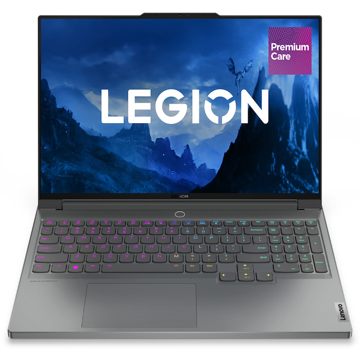 Laptop Gaming Lenovo Legion 7 16ARHA7 cu procesor AMD Ryzen™ 7 6800H pana la 4.7 GHz, 16'', WQXGA, IPS, 165Hz, 32GB, 1TB SSD, AMD Radeon RX 6850M XT 12GB, No OS, Storm Grey, 3y on-site, Premium Care