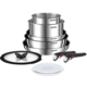 Set de 10 piese Tefal Ingenio Emotion, tigaie 22/26 cm, cratita 24 cm, craticioare 16/20 cm, capac ermetic 16/20 cm, 2 manere detasabile, capac sticla 24 cm