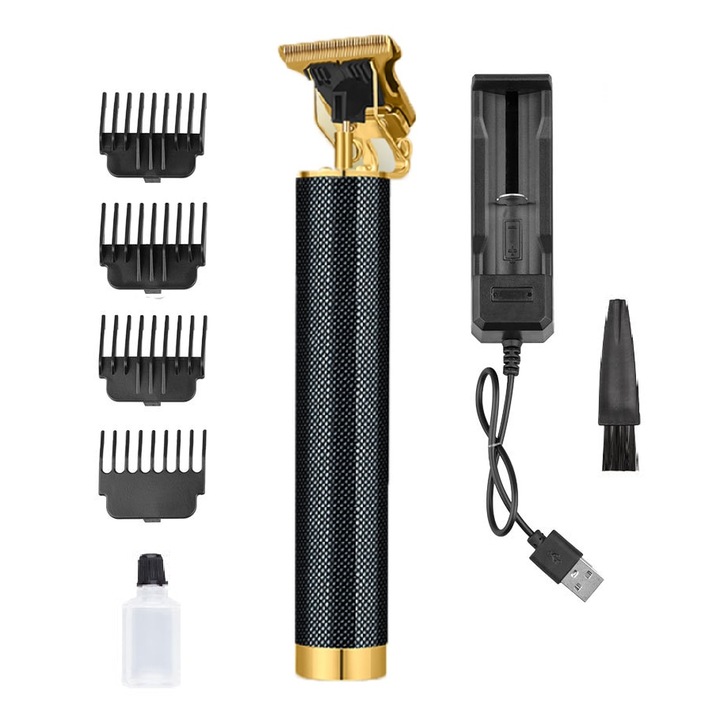 OEM Professzionális gép kontúrhoz és szakállhoz, finom, 1200 mAh, rozsdamentes acél fej, 3 óra autonómia, fekete
